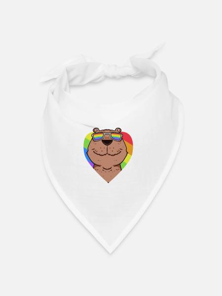 Capybara Wasserschwein Regenbogen - Bandana Dreieckstuch - Weiß