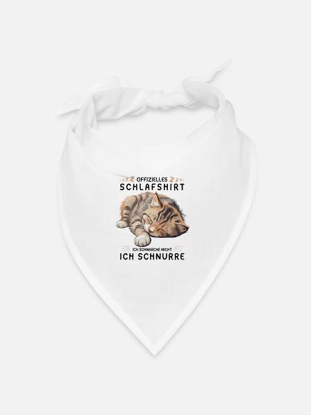 Offizielles Schlafshirt personalisiert mit Katze - Bandana Dreieckstuch - Weiß