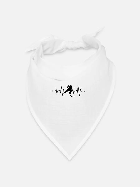 Eishockey Herzschlag - Bandana Dreieckstuch - Weiß