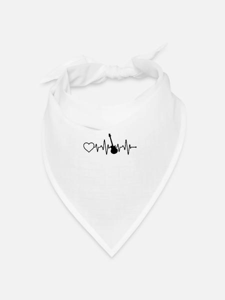 Gitarre Herzschlag - Bandana Dreieckstuch - Weiß