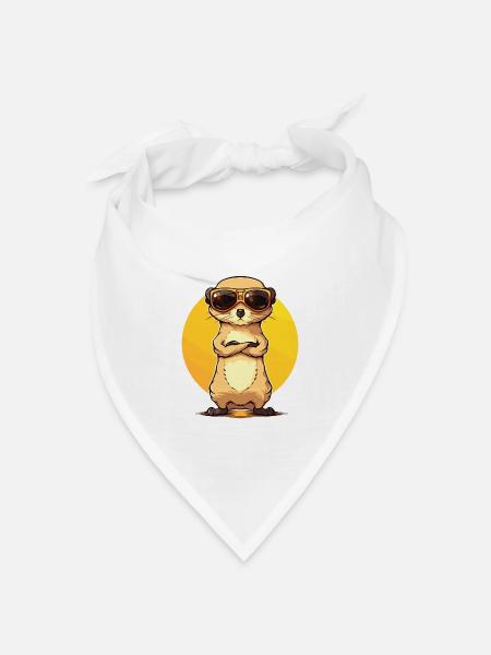 Erdmännchen Mit Sonnenbrille Meerkat - Bandana Dreieckstuch - Weiß