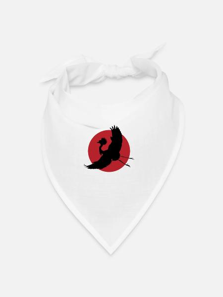 Fliegender Kranich Silhouette Kunst - Bandana Dreieckstuch - Weiß