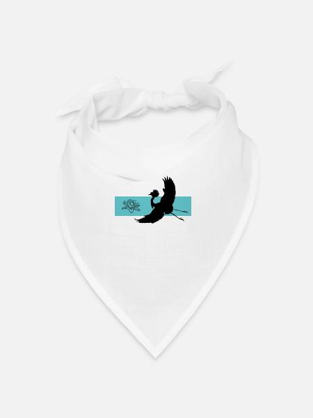 Kranich & Lotus Harmonie Symbolik - Bandana Dreieckstuch - Weiß