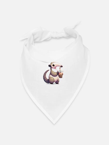 Kawaii Ameisenbären Bubble Tea Boba Ameisenbär - Bandana Dreieckstuch - Weiß