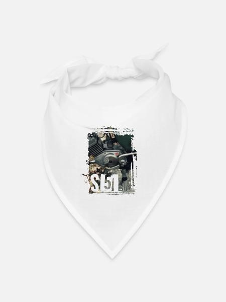 S51 Enduro Motorrad Motorblock - Bandana Dreieckstuch - Weiß