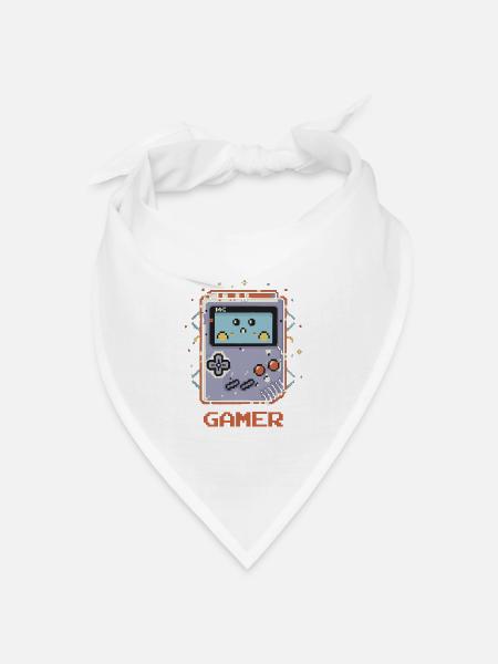 GAMER BOY – PIXEL ART - Bandana Dreieckstuch - Weiß