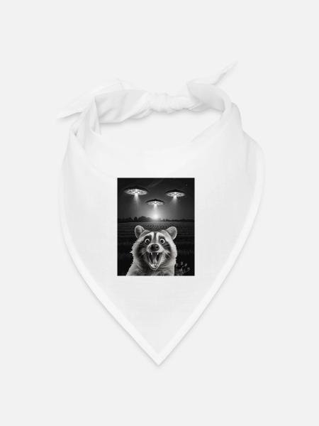 Lustiges Waschbären Selfie Vor UFOs Waschbär UFO - Bandana Dreieckstuch - Weiß