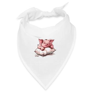 Schlaf gut auf dem Kissen, kleines Schwein - Bandana Dreieckstuch - Weiß - Vorne