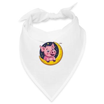 Kleines Ferkel Schwein auf dem Mond - Bandana Dreieckstuch - Weiß - Vorne