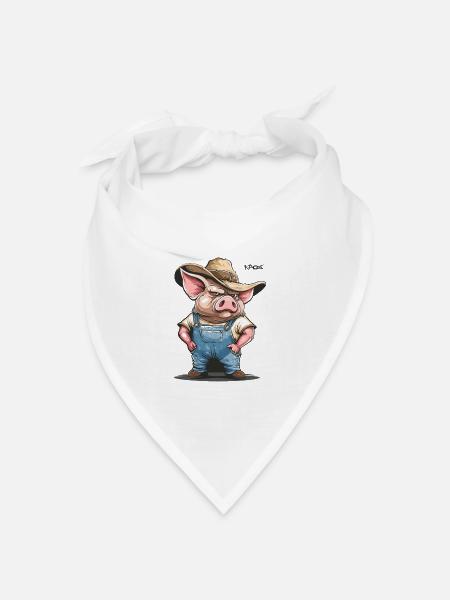 Hinterwäldler Dorf Redneck Schweinezüchter Schwein - Bandana Dreieckstuch - Weiß
