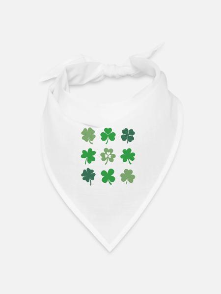 Kleeblätter - Bandana Dreieckstuch - Weiß