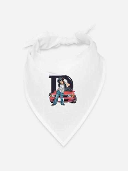 D Anime-Girl Initial JDM Street Racer Auto - Bandana Dreieckstuch - Weiß