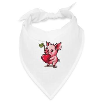 Eine süße kleine Kirsche ein niedliches Schwein - Bandana Dreieckstuch - Weiß - Vorne