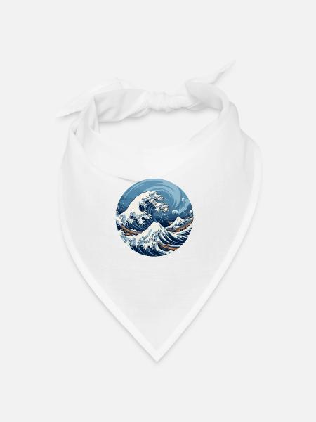 Große Welle The Great Wave Kanagawa - Bandana Dreieckstuch - Weiß