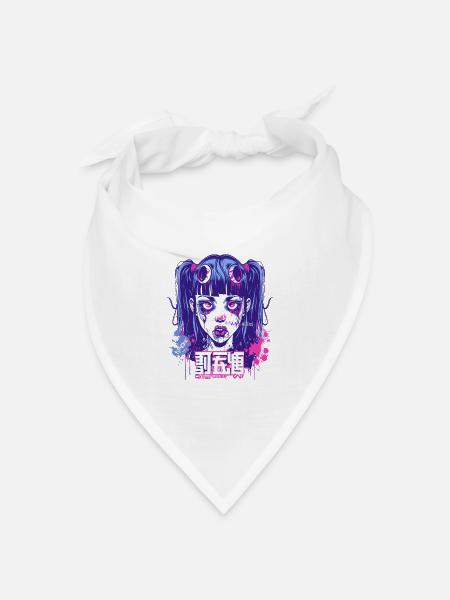 Punk Style Pink Blau Anime Grunge Mädchen - Bandana Dreieckstuch - Weiß