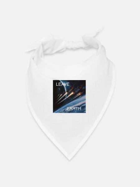 Retro Style Plakat Raumfahrt „Leave Earth“ - Bandana Dreieckstuch - Weiß