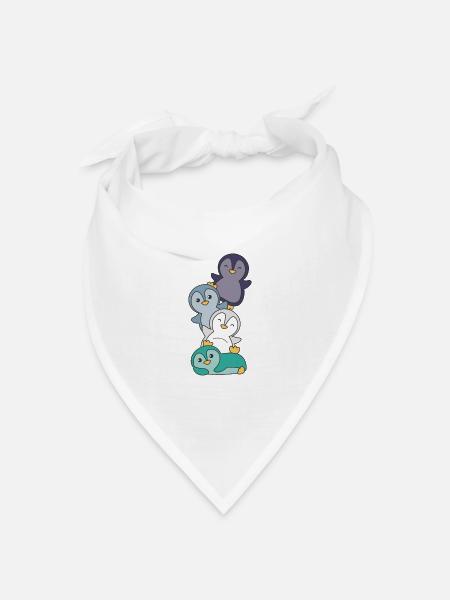 oriented aroace Flag Pride LGBTQ süße Pinguin - Bandana Dreieckstuch - Weiß