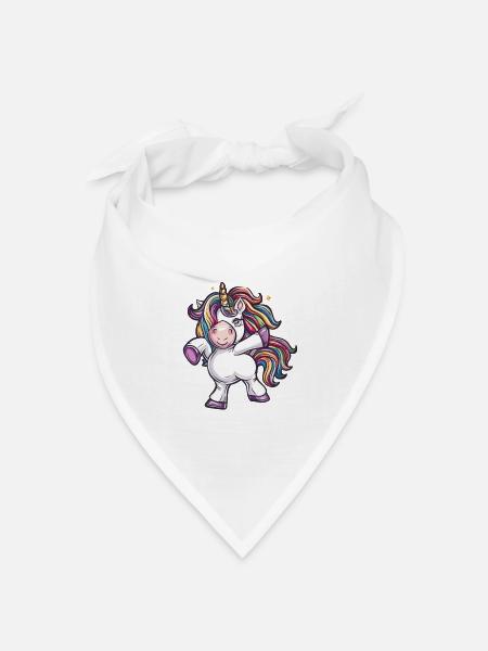 Bunter Einhorn Tanz - Bandana Dreieckstuch - Weiß