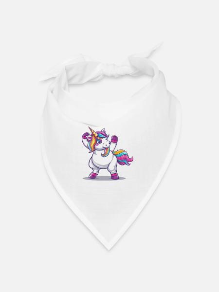 Regenbogenzauber Einhorn Pose - Bandana Dreieckstuch - Weiß