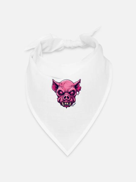 Gruseliges pinkes Horror-Zombie-Schwein - Bandana Dreieckstuch - Weiß