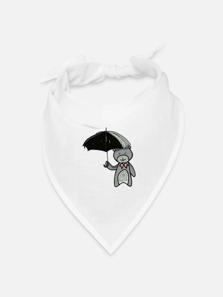 Teddybär mit Regenschirm - Bandana Dreieckstuch - Weiß