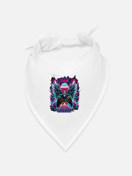 Synthwave Sunset Gamer Controller - Bandana Dreieckstuch - Weiß