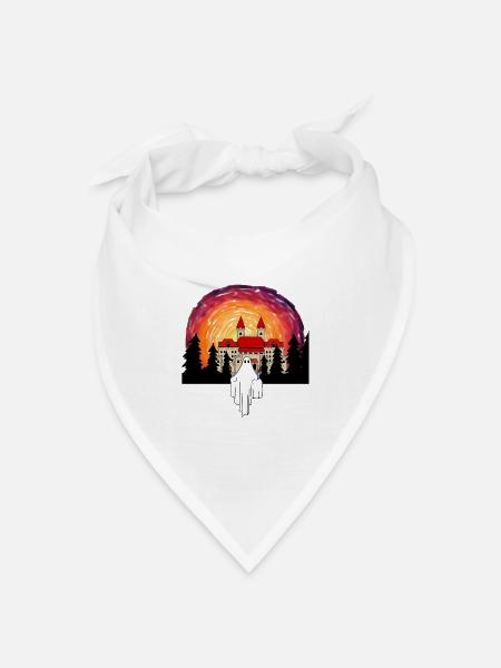 Geister Schloss Mitternacht Geisterstunde Horror - Bandana Dreieckstuch - Weiß