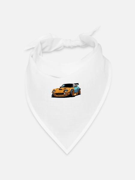 Cooler Cartoon-Sportwagen - Bandana Dreieckstuch - Weiß