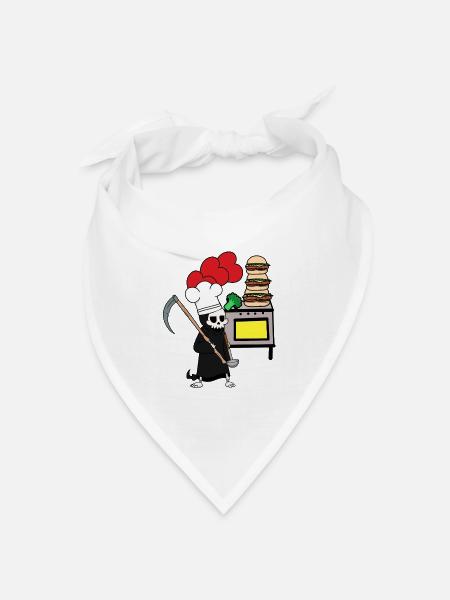 Sensenmann Tod Koch Halloween kochen Sense - Bandana Dreieckstuch - Weiß