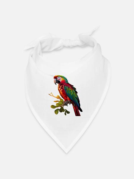 Papagei - Bandana Dreieckstuch - Weiß