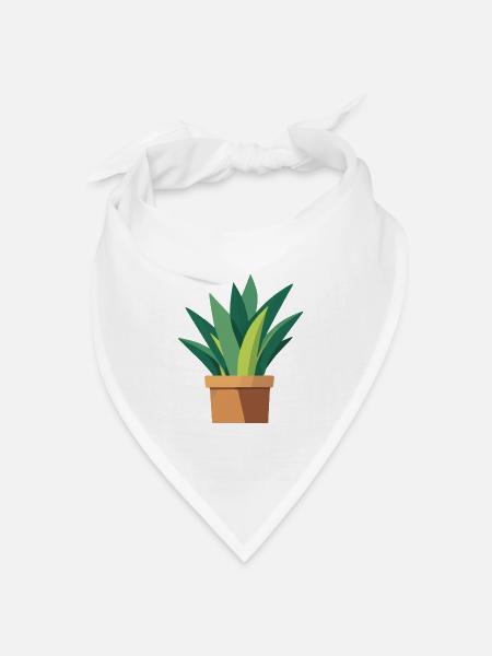 Pflanze grün Topfpflanze Blätter - Bandana Dreieckstuch - Weiß
