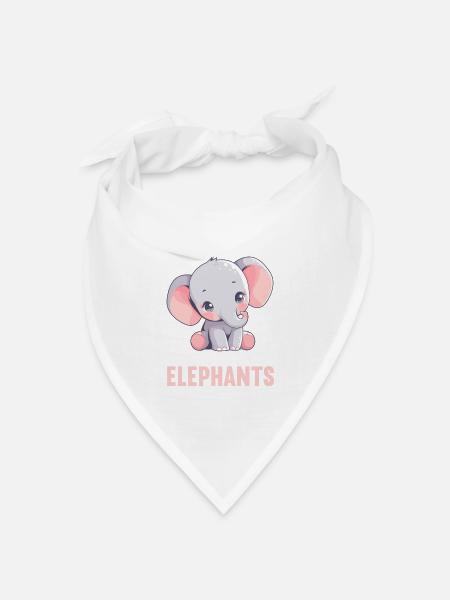 Elefanten Elefant - Bandana Dreieckstuch - Weiß
