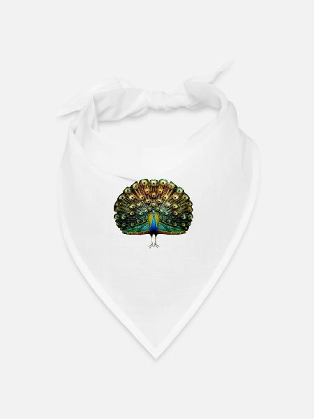 Pfau Blauer Pfau Pfauen Peacock Rad Pfauenrad Pfau - Bandana Dreieckstuch - Weiß