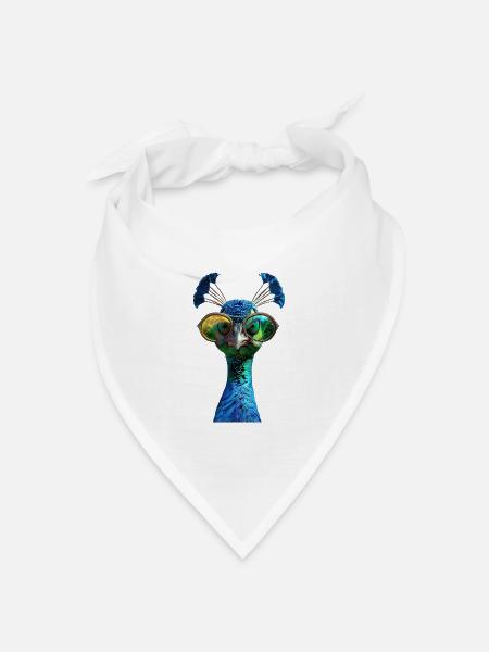 Pfau Blauer Pfau Pfauen Peacock Rad Pfauenrad Pfau - Bandana Dreieckstuch - Weiß