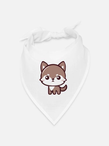 Cool Wolf: Entzückendes und verspieltes Design - Bandana Dreieckstuch - Weiß