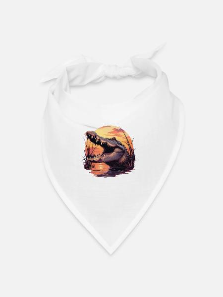 Alligatoren Alligator - Bandana Dreieckstuch - Weiß