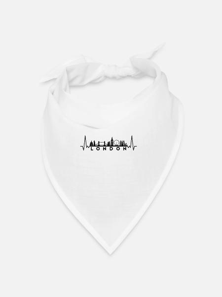 Herzschlag Skyline UK London - Bandana Dreieckstuch - Weiß