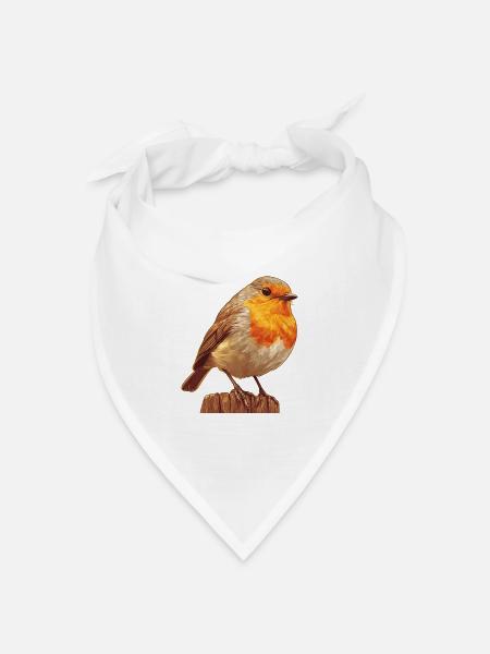 Robin Rotkehlchen - Bandana Dreieckstuch - Weiß