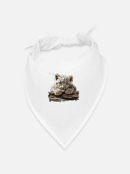 Snow Leopard Schneeleoparden Schneeleopard - Bandana Dreieckstuch - Weiß