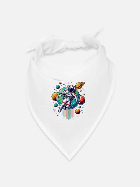 Retro Astronauten Weltraum Planeten Design - Bandana Dreieckstuch - Weiß