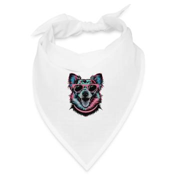 Cooler Retro Hund mit Sonnenbrille Bunte Kunst - Bandana Dreieckstuch - Weiß - Vorne