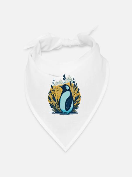 Pinguin in der Natur - Bandana Dreieckstuch - Weiß