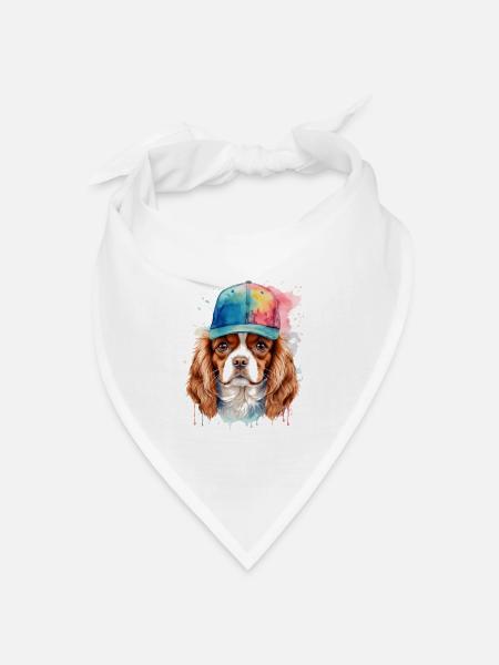 Cavalier King Charles Spaniel Snapback Cap Hund - Bandana Dreieckstuch - Weiß