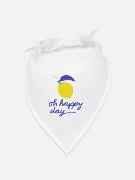 Oh glücklicher Tag Zitrone - Bandana Dreieckstuch - Weiß