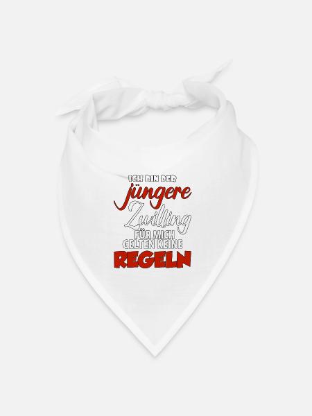 Ich bin der jüngere Zwilling für mich gelten keine - Bandana Dreieckstuch - Weiß