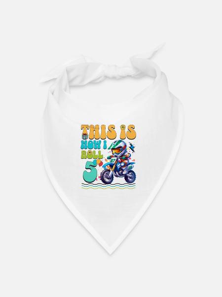 Motocross 5. Geburtstag - Bandana Dreieckstuch - Weiß