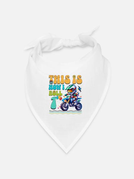 Motocross 1. Geburtstag - Bandana Dreieckstuch - Weiß