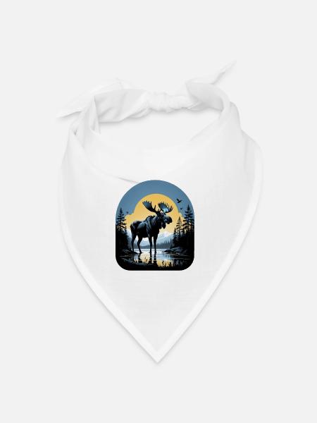 Elch See Natur Skandinavien Wild Wald Schweden - Bandana Dreieckstuch - Weiß