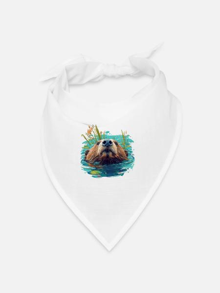 Beaver Biber - Bandana Dreieckstuch - Weiß