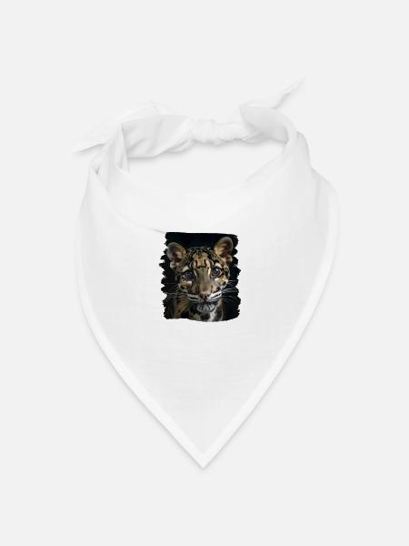 Clouded Leopard Nebelparder - Bandana Dreieckstuch - Weiß
